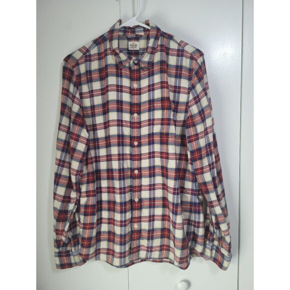MARINE LAYER Men's M/L Plaid Flannel Button Up Shirt Lumberjack Preppy Warm - Picture 2 of 6